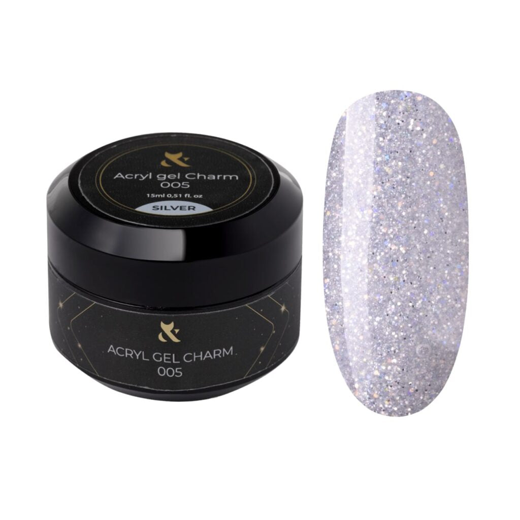 F.O.X Acryl Gel Charm 005, Silver, 15 ml