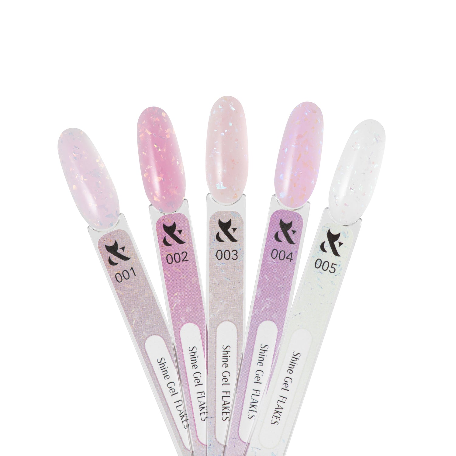 F.O.X Shine Gel Flakes — Nail tips 001-005 (set of 5)