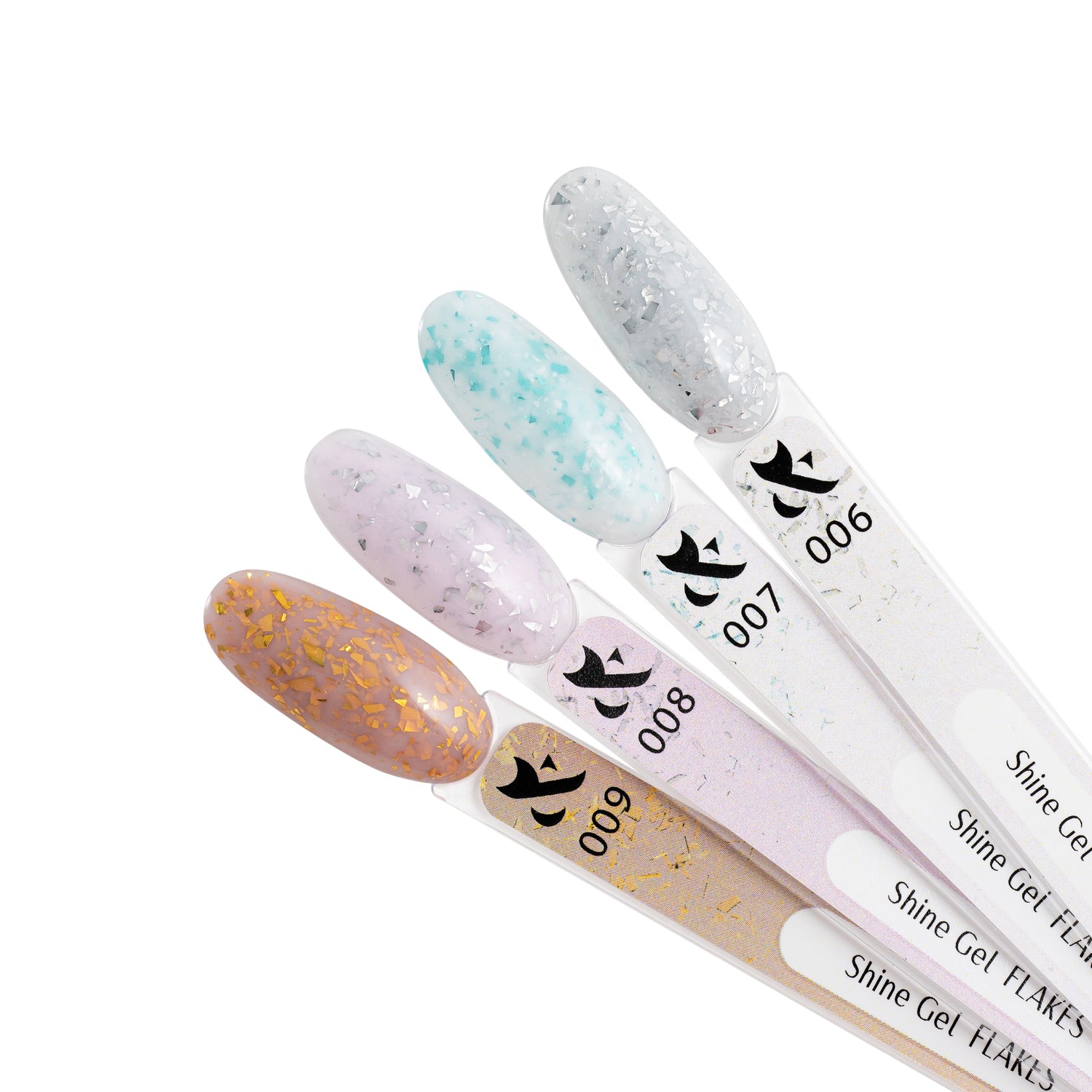 F.O.X Shine Gel Flakes — Nail tips 006-009 (set of 4)