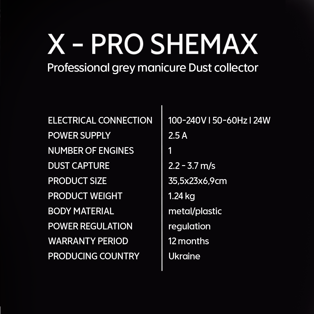 CLEARANCE (Open box - see description) SHEMAX Style X-PRO White — Professional manicure nail dust collector