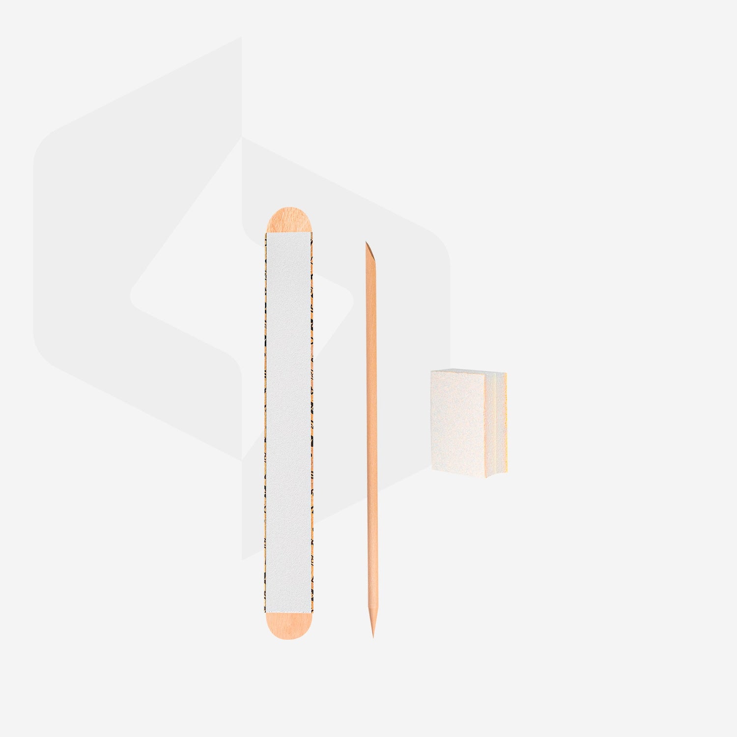 Staleks Disposable set (papmAm Mix on a wooden base 100/180 grit, buff 180/240 grit, orange stick 110 mm)