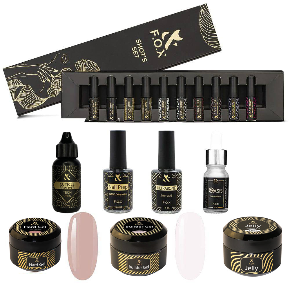 F.O.X SHOT Starter Set + Top 4 Liquids + Top 3 Builder gels (Starter kit)