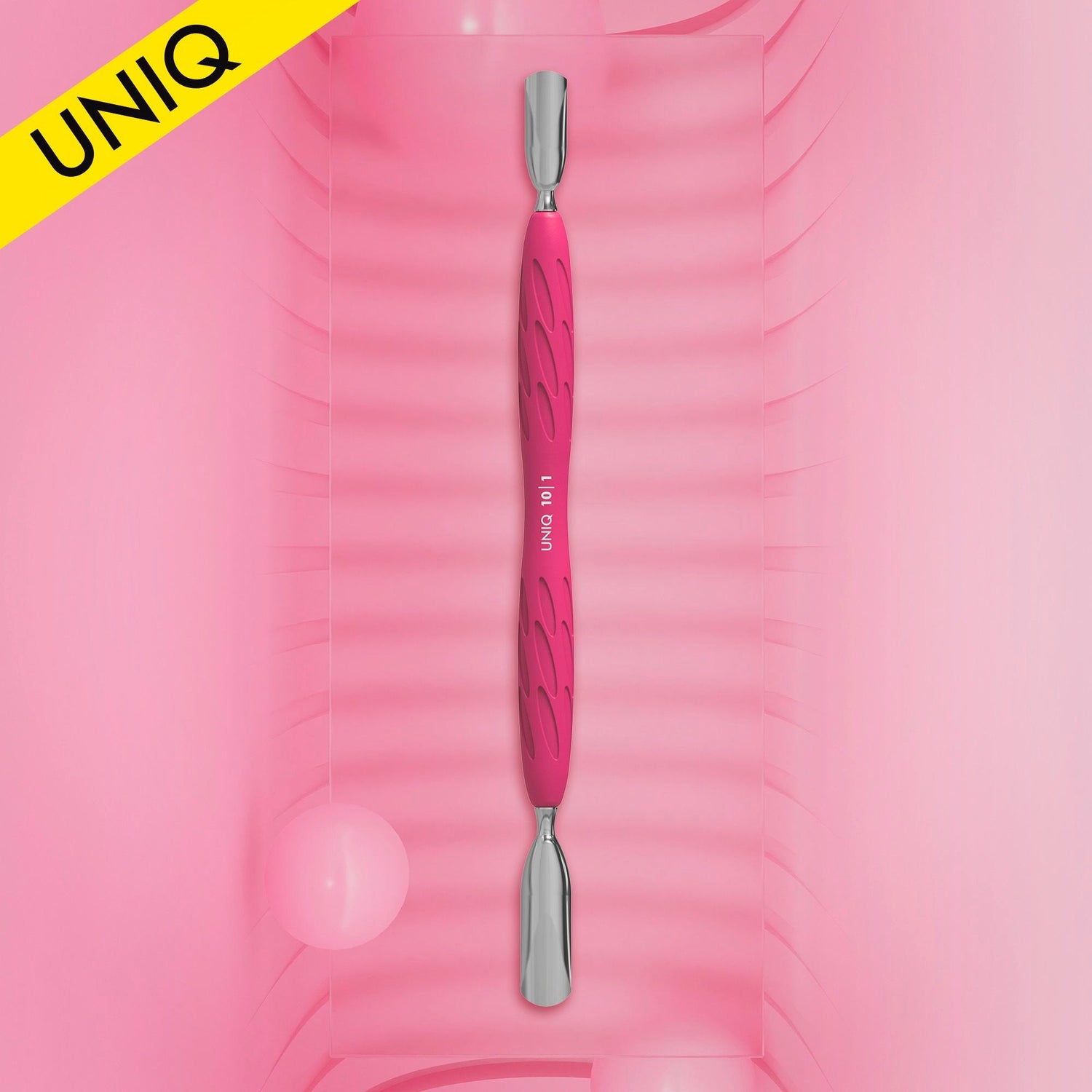 Staleks Manicure pusher with silicone handle “Gummy” UNIQ 10 TYPE 1 (wide rounded pusher + narrow rounded pusher)