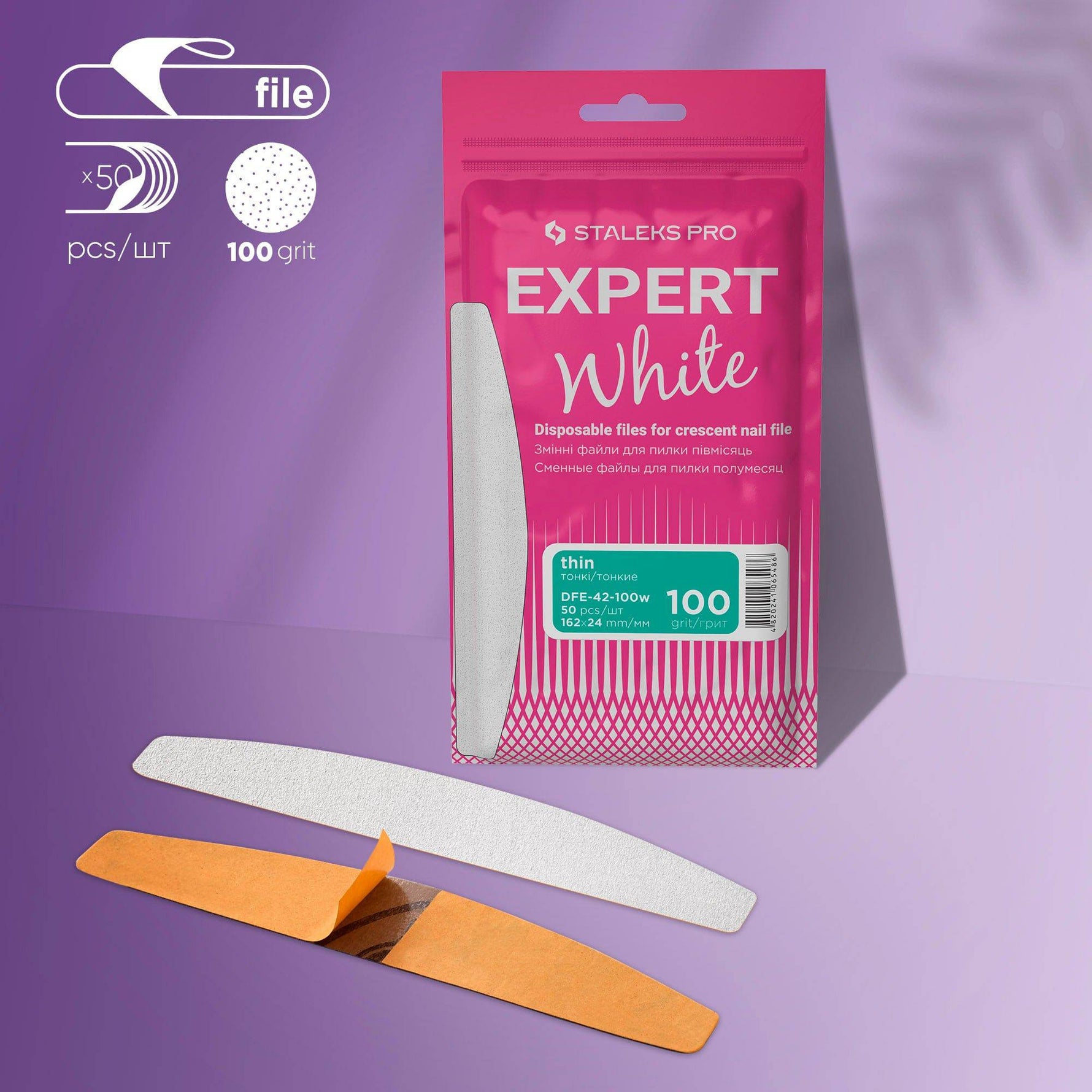 Staleks White Disposable files for crescent nail file EXPERT 42 - F.O.X Nails USA